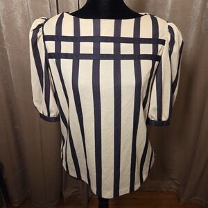 Vintage Black and Cream Striped Blouse